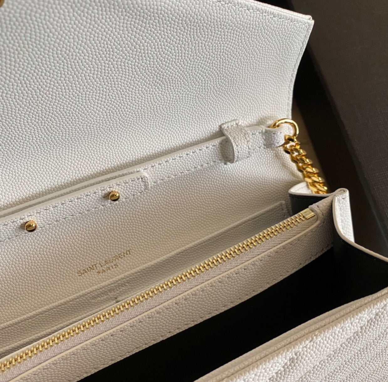 Authentic Yves Saint Laurent CASSANDRE CHAIN WALLET IN LAMBSKIN