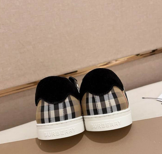 Leather Suede and Check Sneakers