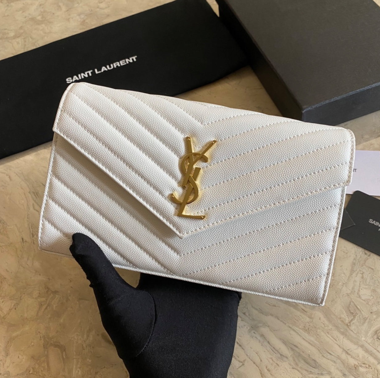 Authentic Yves Saint Laurent CASSANDRE CHAIN WALLET IN LAMBSKIN