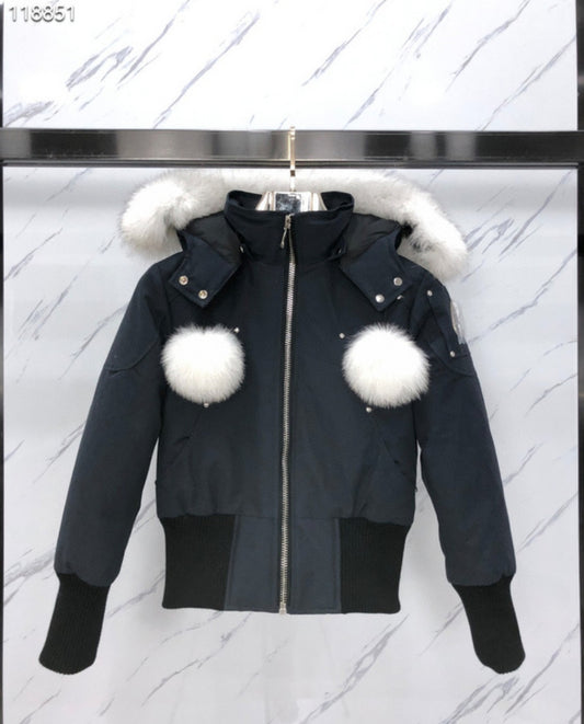 Authentic Moose Knuckles ORIGINAL DEBBIE SHEARLING TRIM BOMBER JACKET