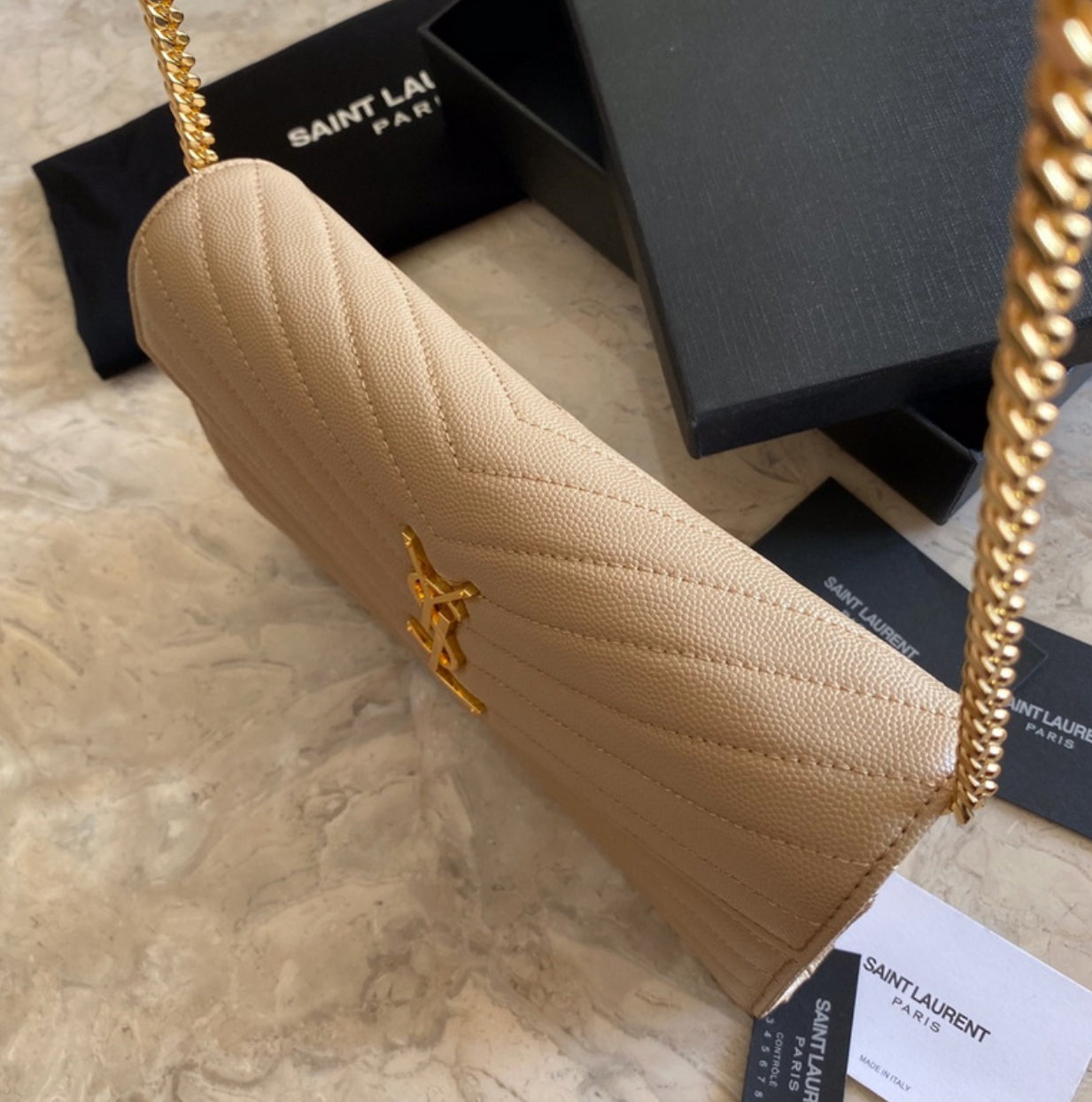 Authentic Yves Saint Laurent CASSANDRE CHAIN WALLET IN LAMBSKIN