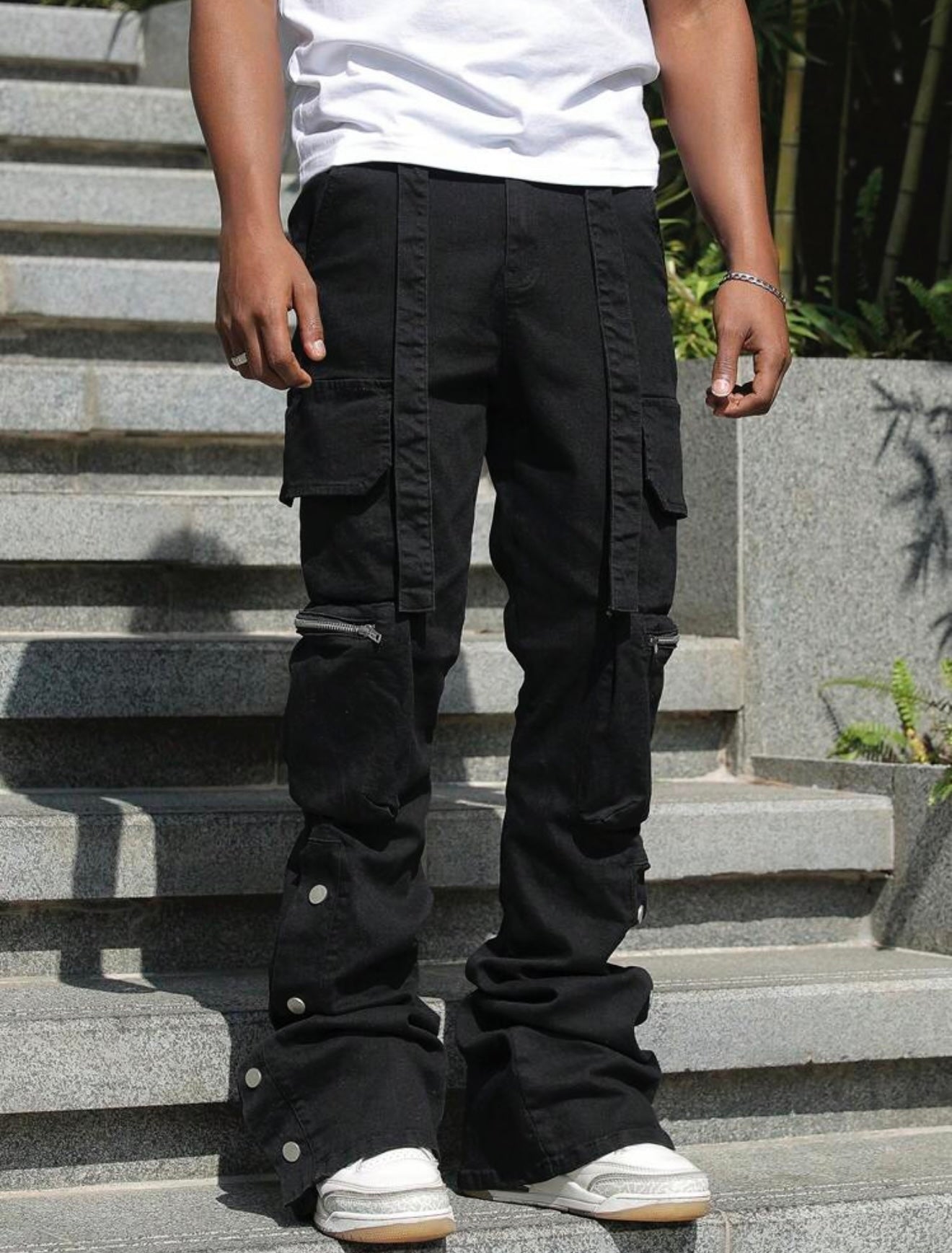 Blackout Cargo Flare Pants