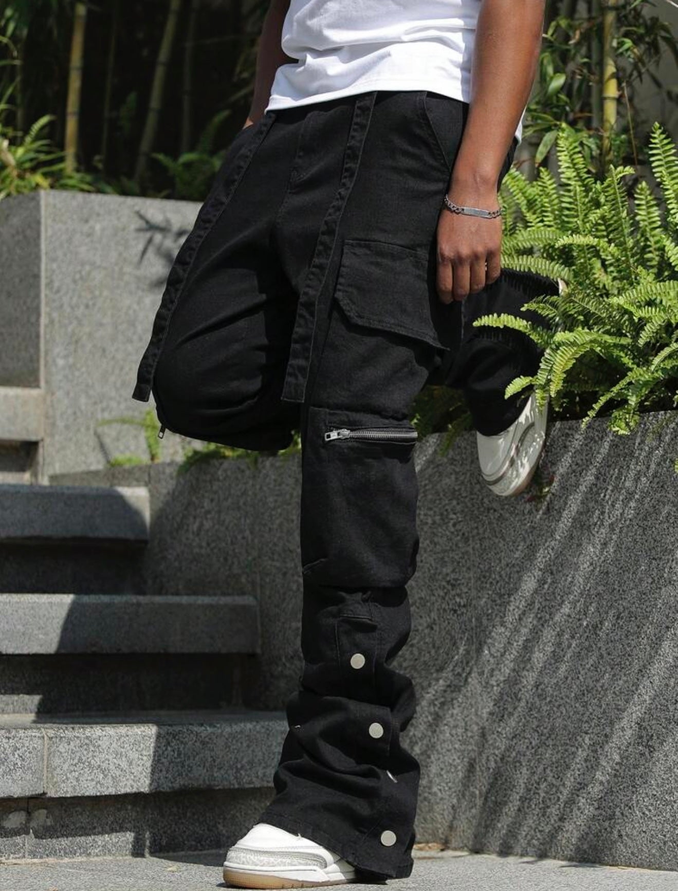 Blackout Cargo Flare Pants