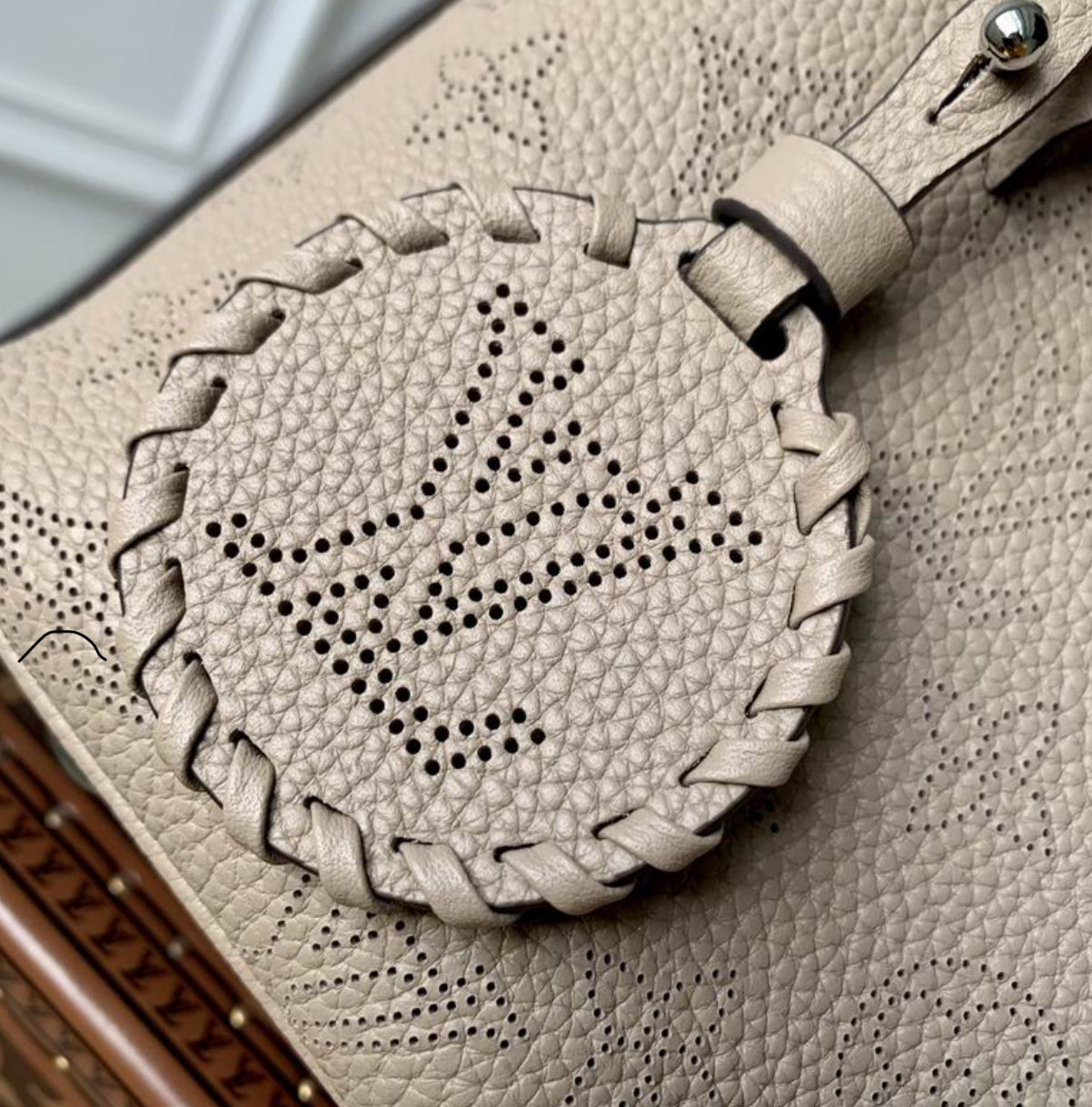 Authentic Louis Vuitton Blossom MM Tote Bag ( Galet / Beige )