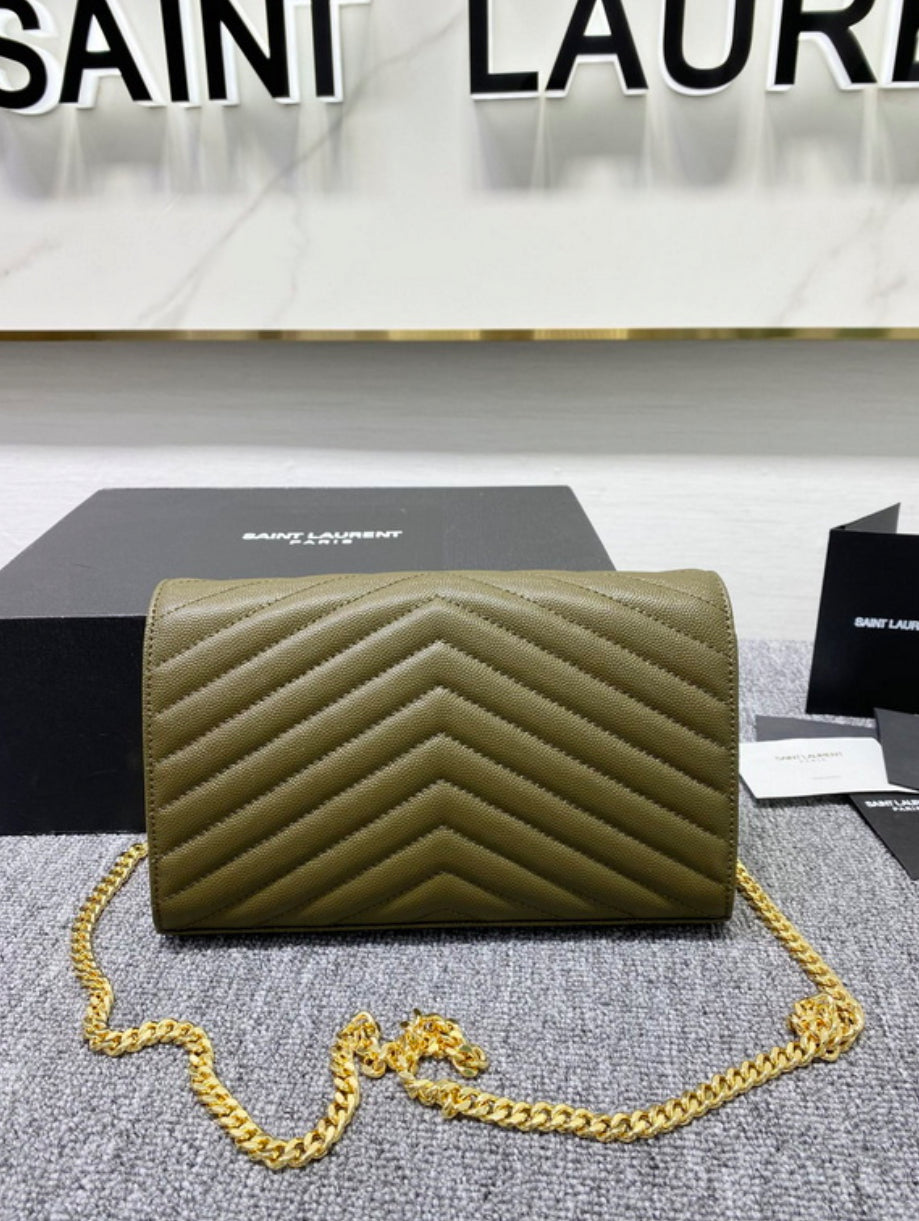 Authentic Yves Saint Laurent CASSANDRE CHAIN WALLET IN LAMBSKIN