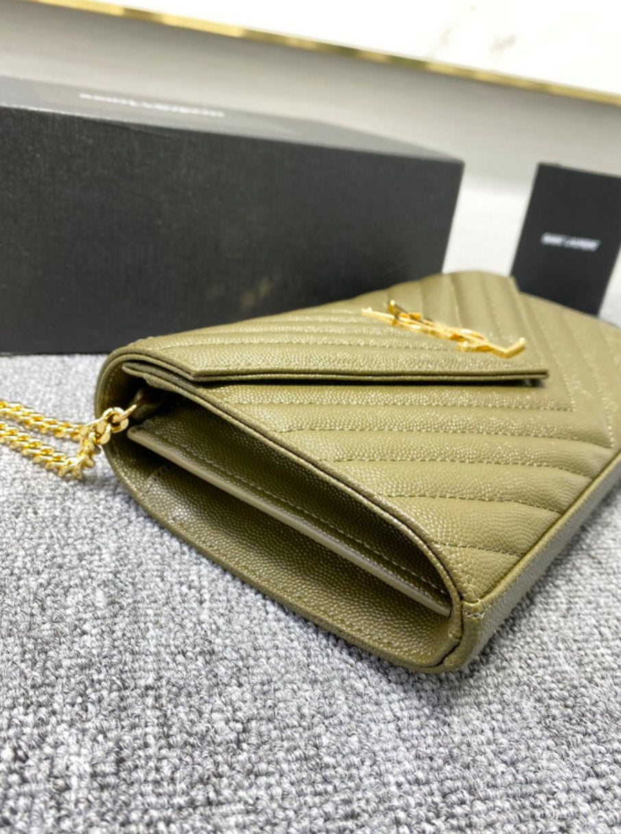 Authentic Yves Saint Laurent CASSANDRE CHAIN WALLET IN LAMBSKIN