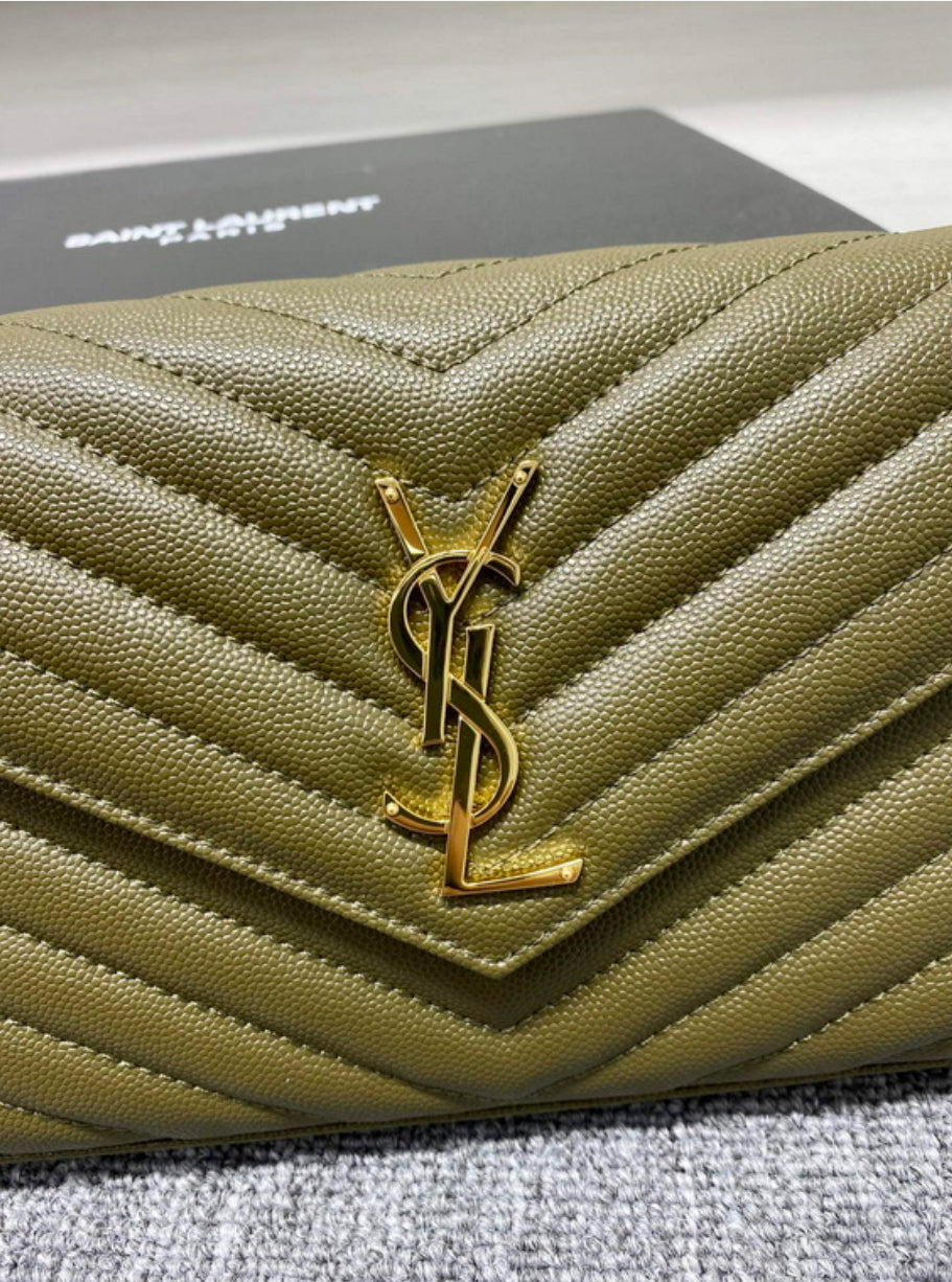Authentic Yves Saint Laurent CASSANDRE CHAIN WALLET IN LAMBSKIN