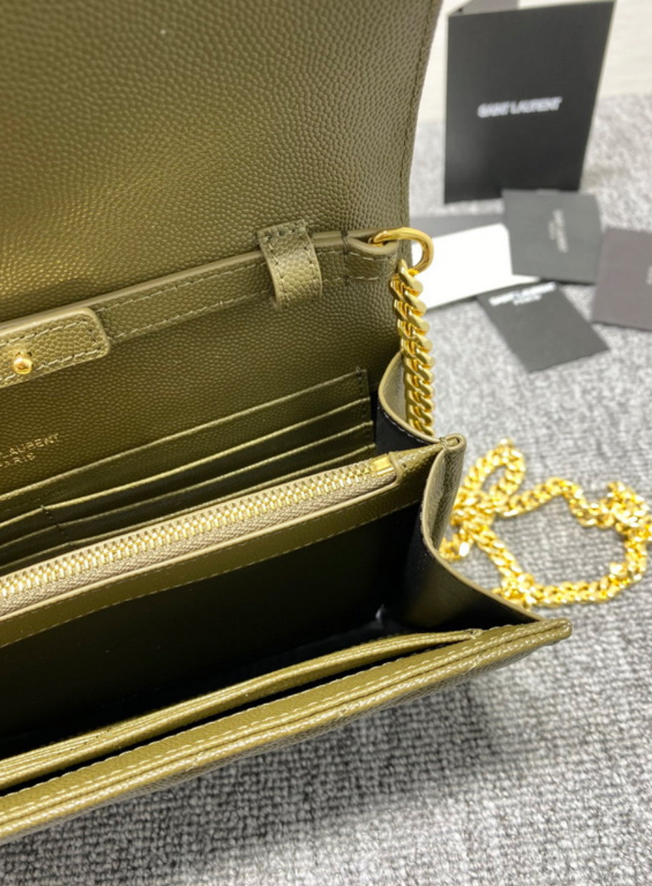 Authentic Yves Saint Laurent CASSANDRE CHAIN WALLET IN LAMBSKIN