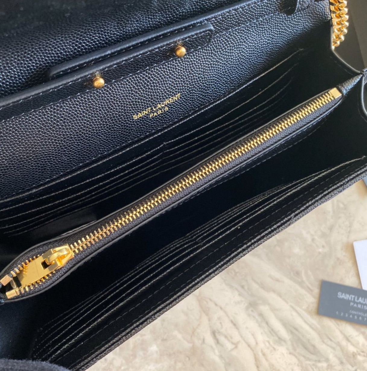 Authentic Yves Saint Laurent CASSANDRE CHAIN WALLET IN LAMBSKIN