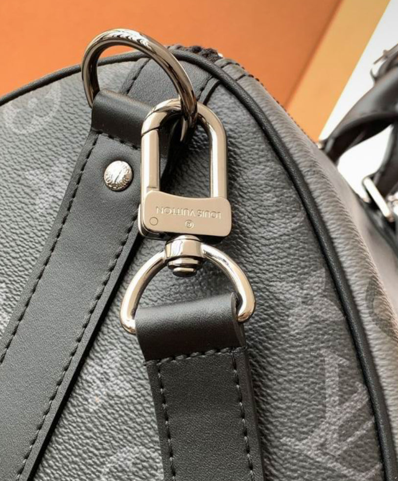 Authentic Louis Vuitton Keepall Bandoulière 50 (Black and Grey)