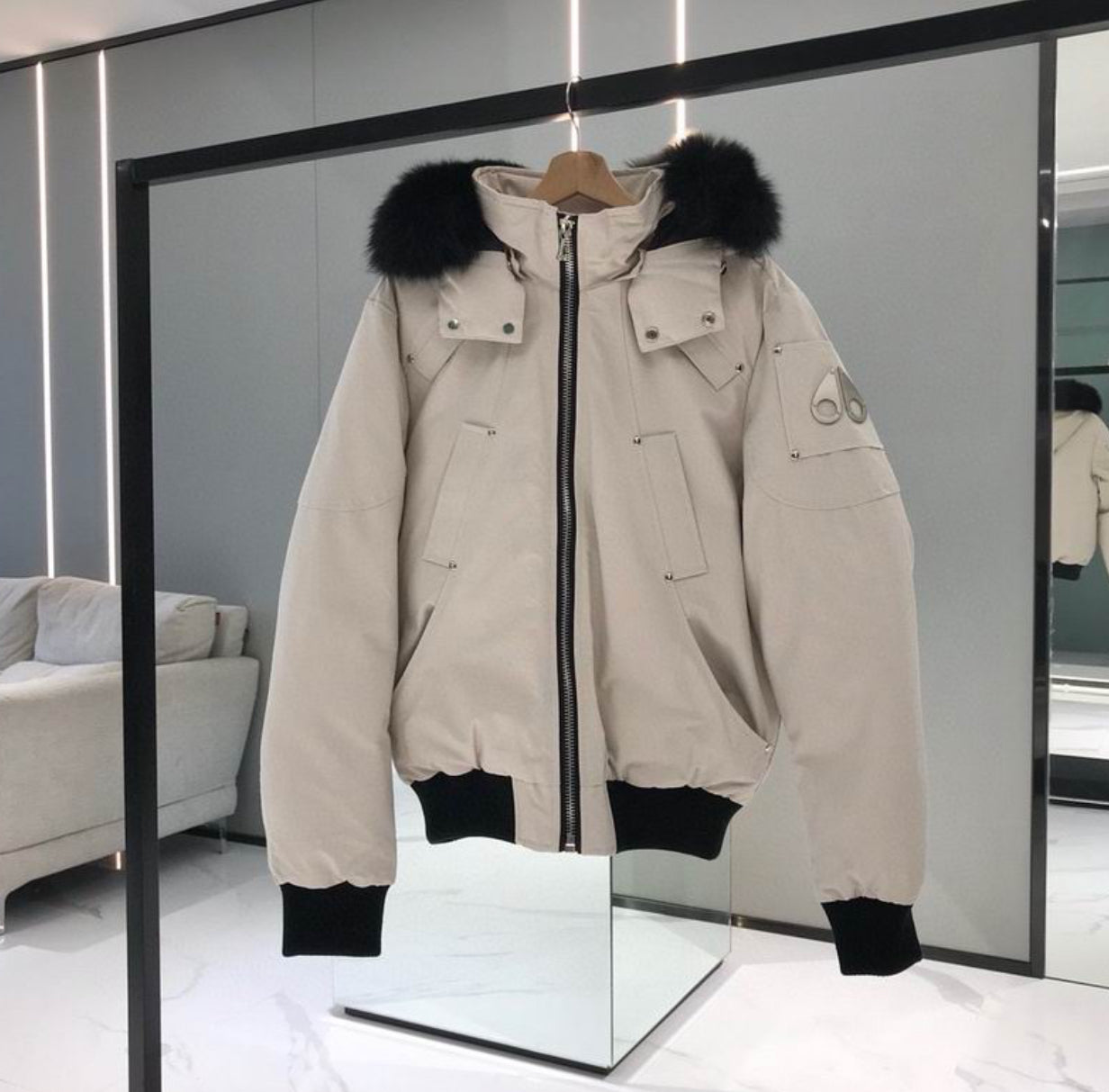 Authentic Moose Knuckles - ORIGINAL BALLISTIC SHEARLING TRIM BOMBER JACKET