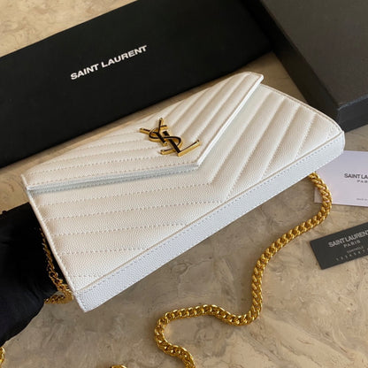Authentic Yves Saint Laurent CASSANDRE CHAIN WALLET IN LAMBSKIN