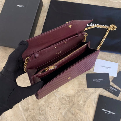 Authentic Yves Saint Laurent CASSANDRE CHAIN WALLET IN LAMBSKIN