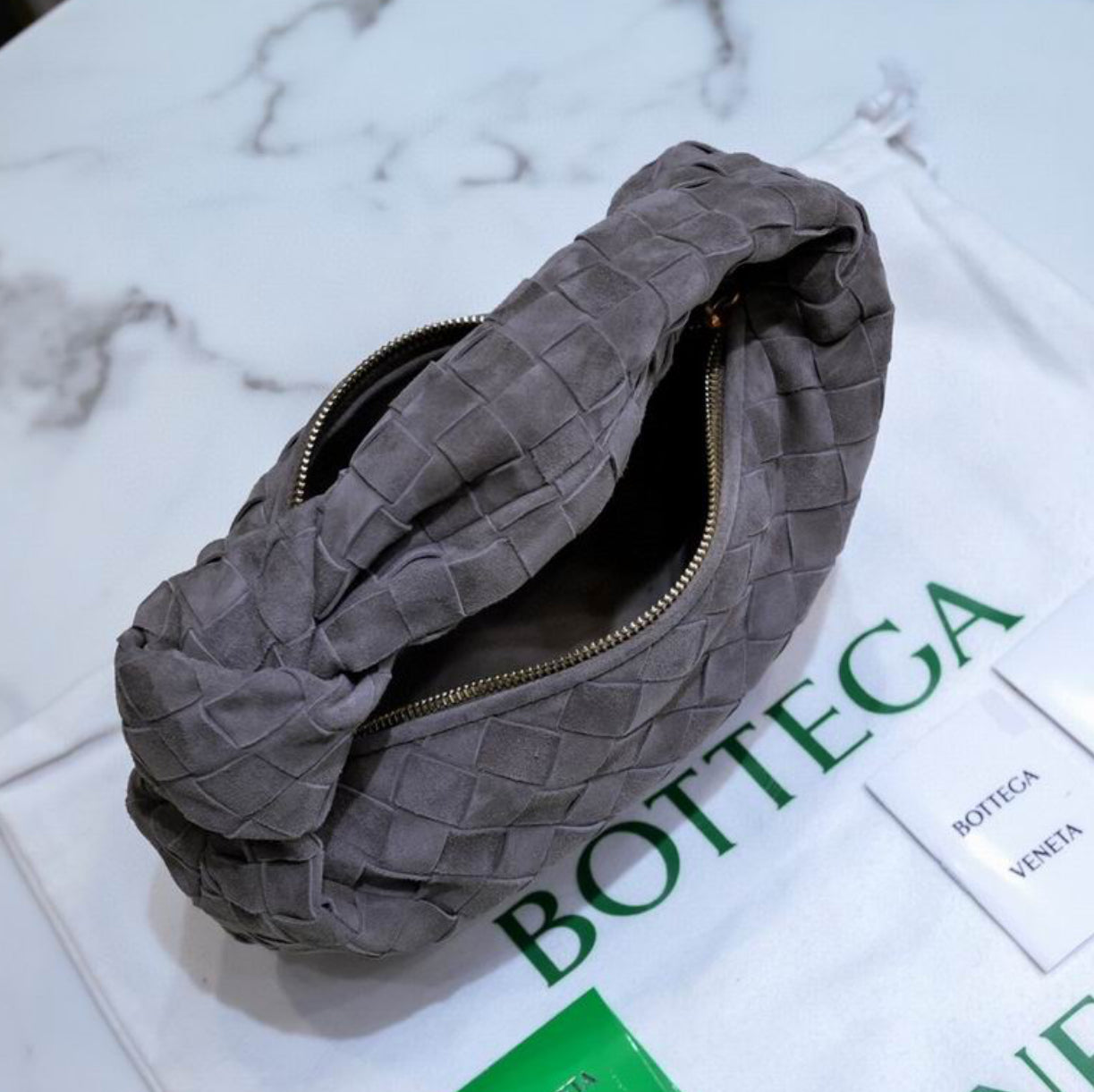 Authentic Bottege Veneta mini Jodie (Intrecciato SUEDE leather)