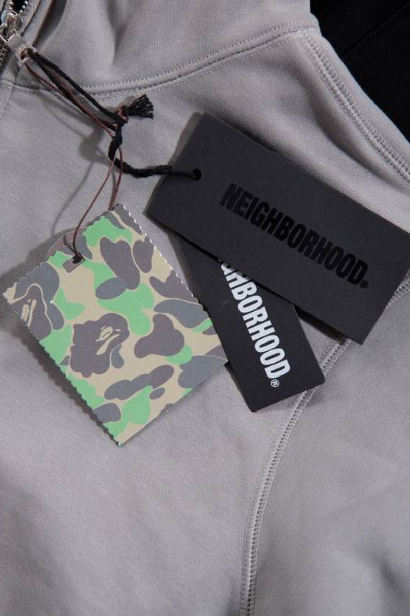 Authentic BAPE X NEIGHBORHOOD TWO FACE HALF ZIP HOODIE
