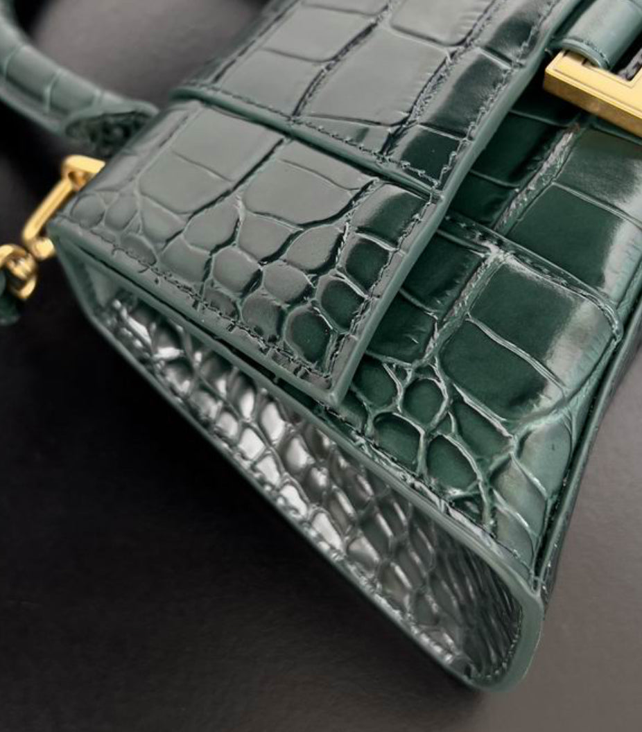 Authentic Balenciaga Hourglass Handbag XS (Crocodile Embossed Calfskin)