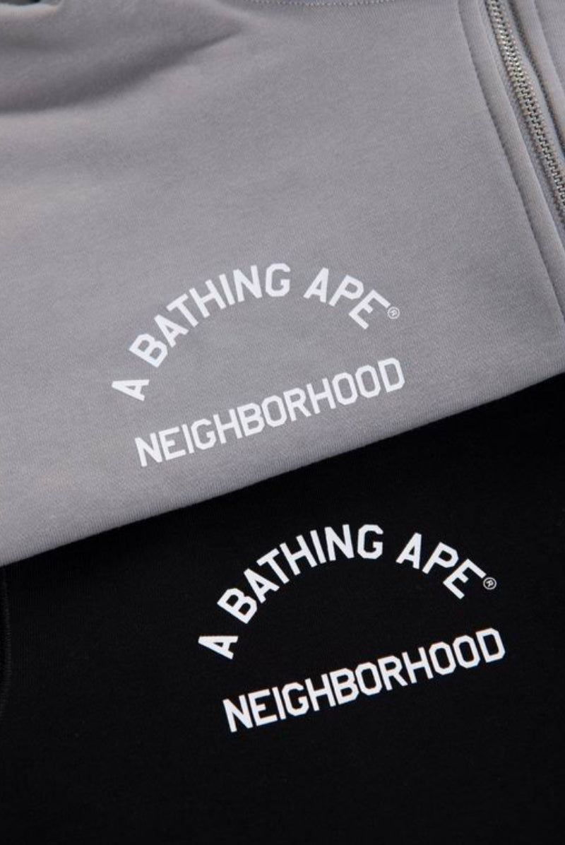 Authentic BAPE X NEIGHBORHOOD TWO FACE HALF ZIP HOODIE