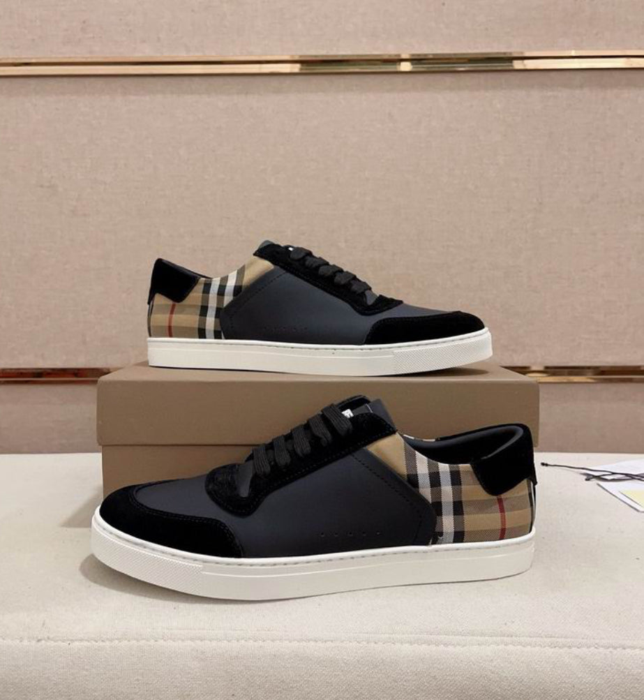 Leather Suede and Check Sneakers