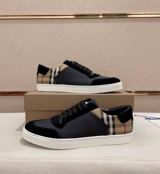 Leather Suede and Check Sneakers