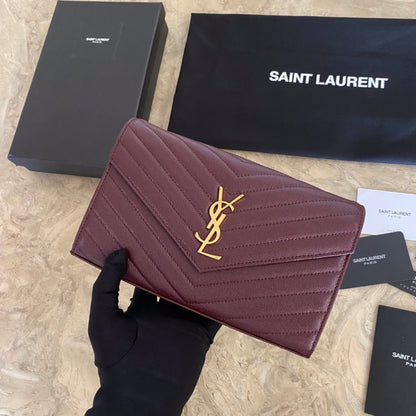 Authentic Yves Saint Laurent CASSANDRE CHAIN WALLET IN LAMBSKIN