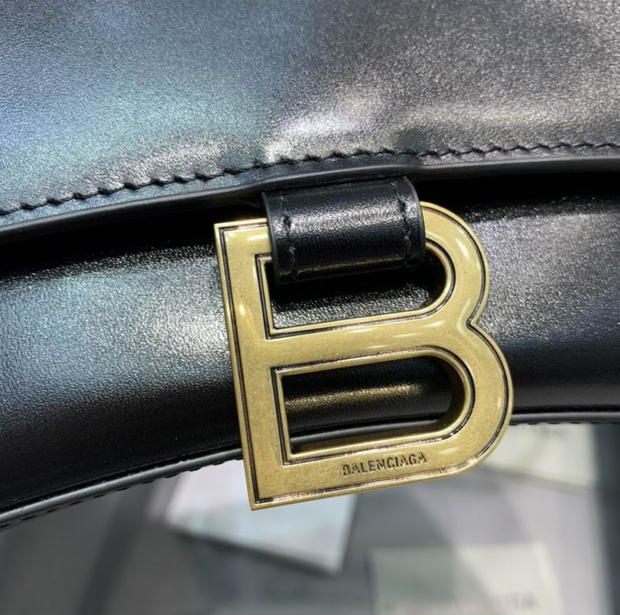 Authentic Balenciaga Hourglass Handbag S (Shiny Box Calfskin)