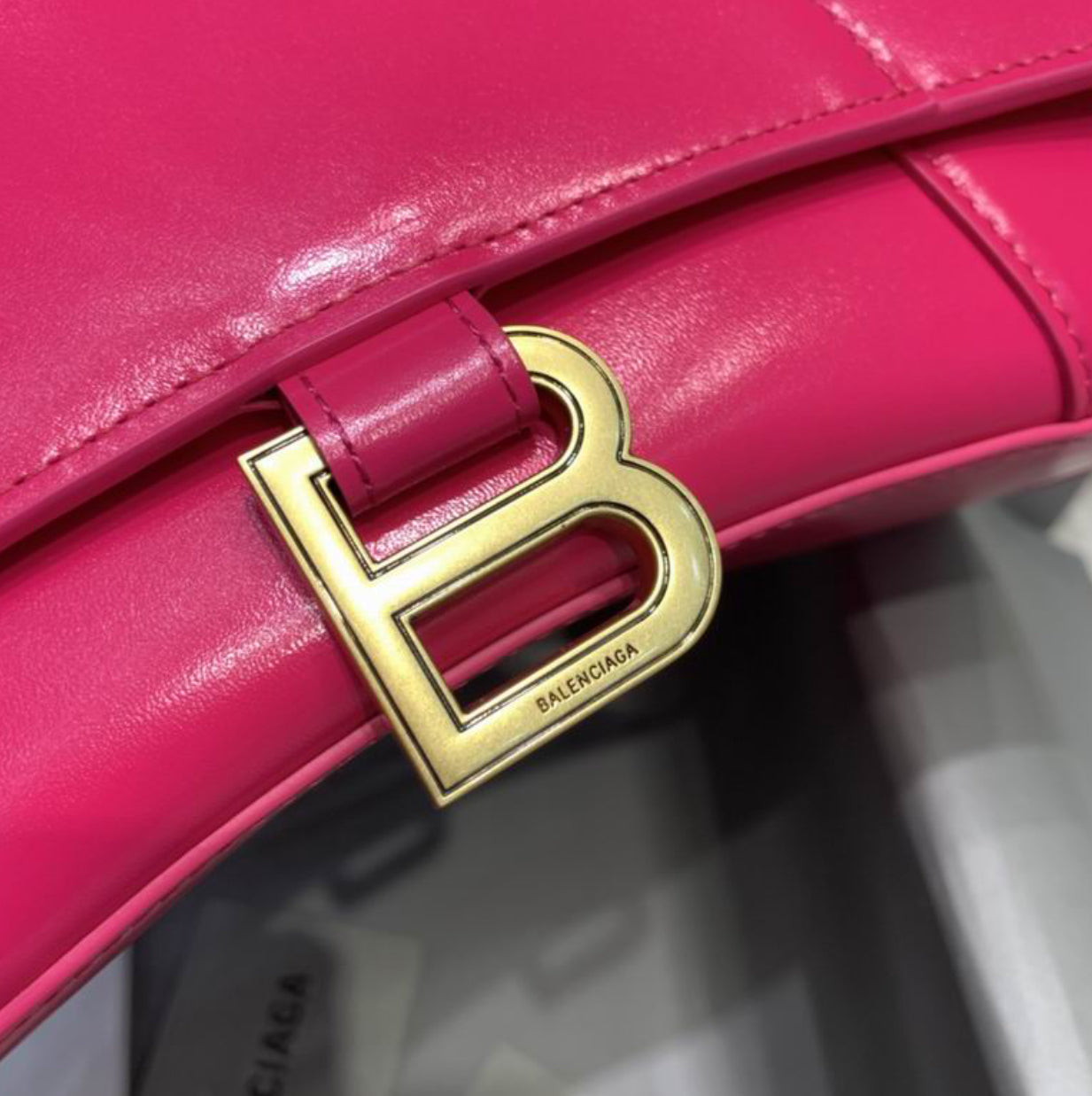 Authentic Balenciaga Hourglass Handbag S (Shiny Box Calfskin)