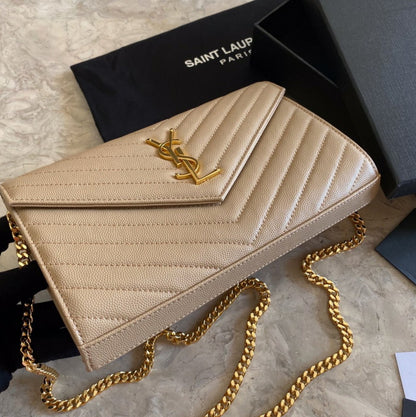 Authentic Yves Saint Laurent CASSANDRE CHAIN WALLET IN LAMBSKIN