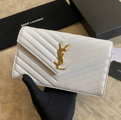 Authentic Yves Saint Laurent CASSANDRE CHAIN WALLET IN LAMBSKIN