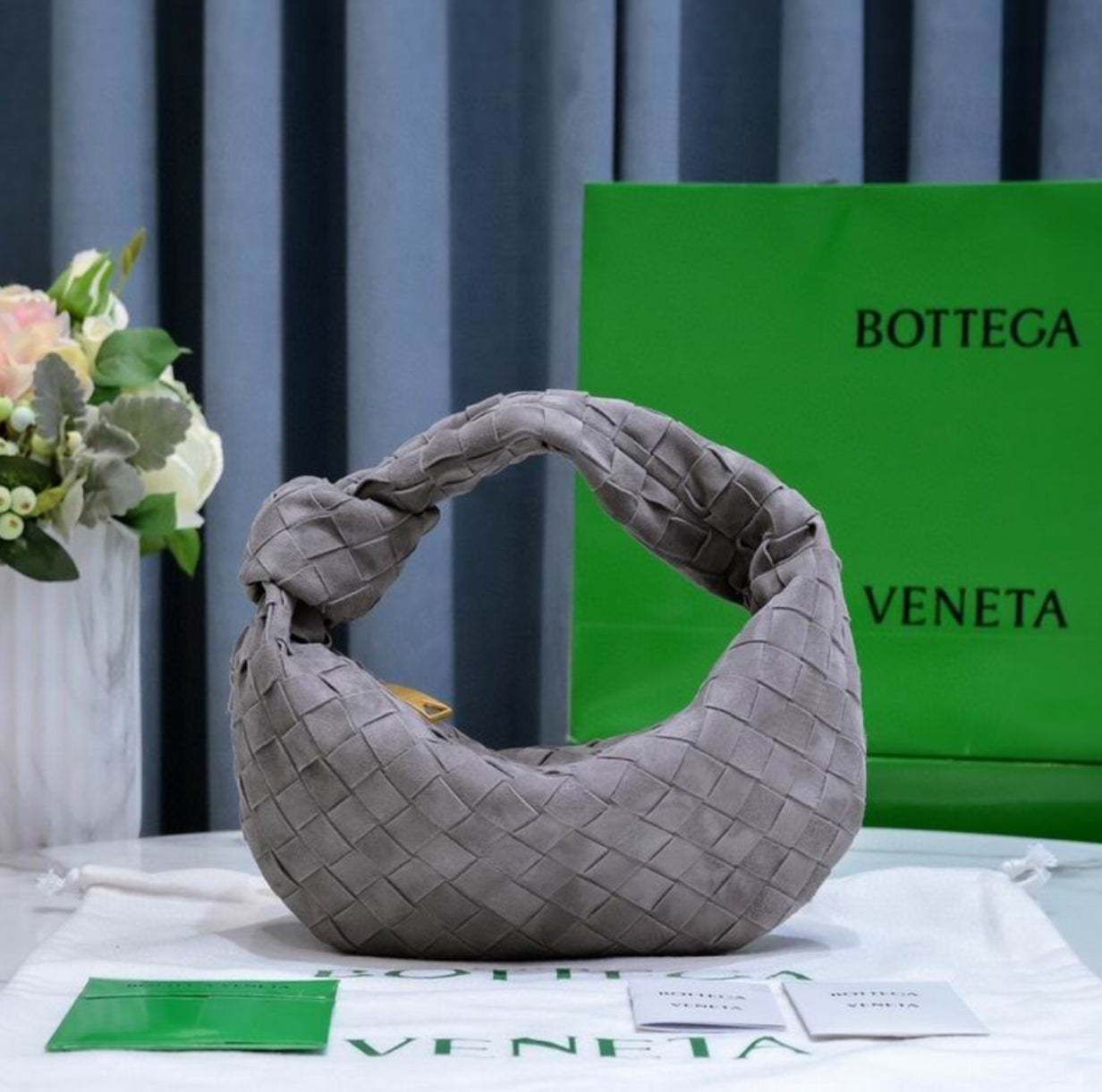 Authentic Bottege Veneta mini Jodie (Intrecciato SUEDE leather)