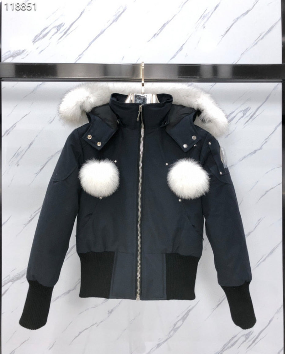 Authentic Moose Knuckles ORIGINAL DEBBIE SHEARLING TRIM BOMBER JACKET