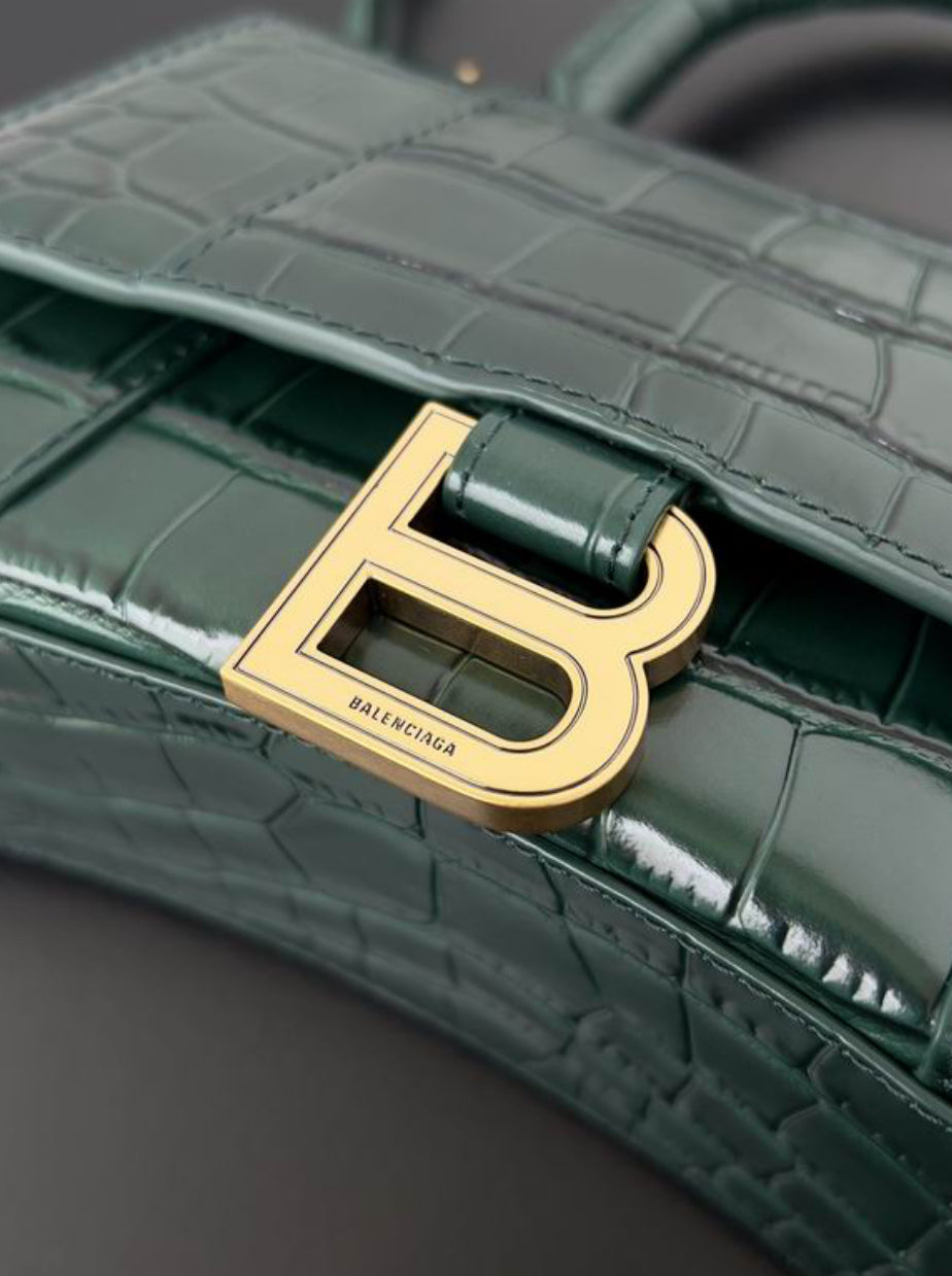 Authentic Balenciaga Hourglass Handbag XS (Crocodile Embossed Calfskin)
