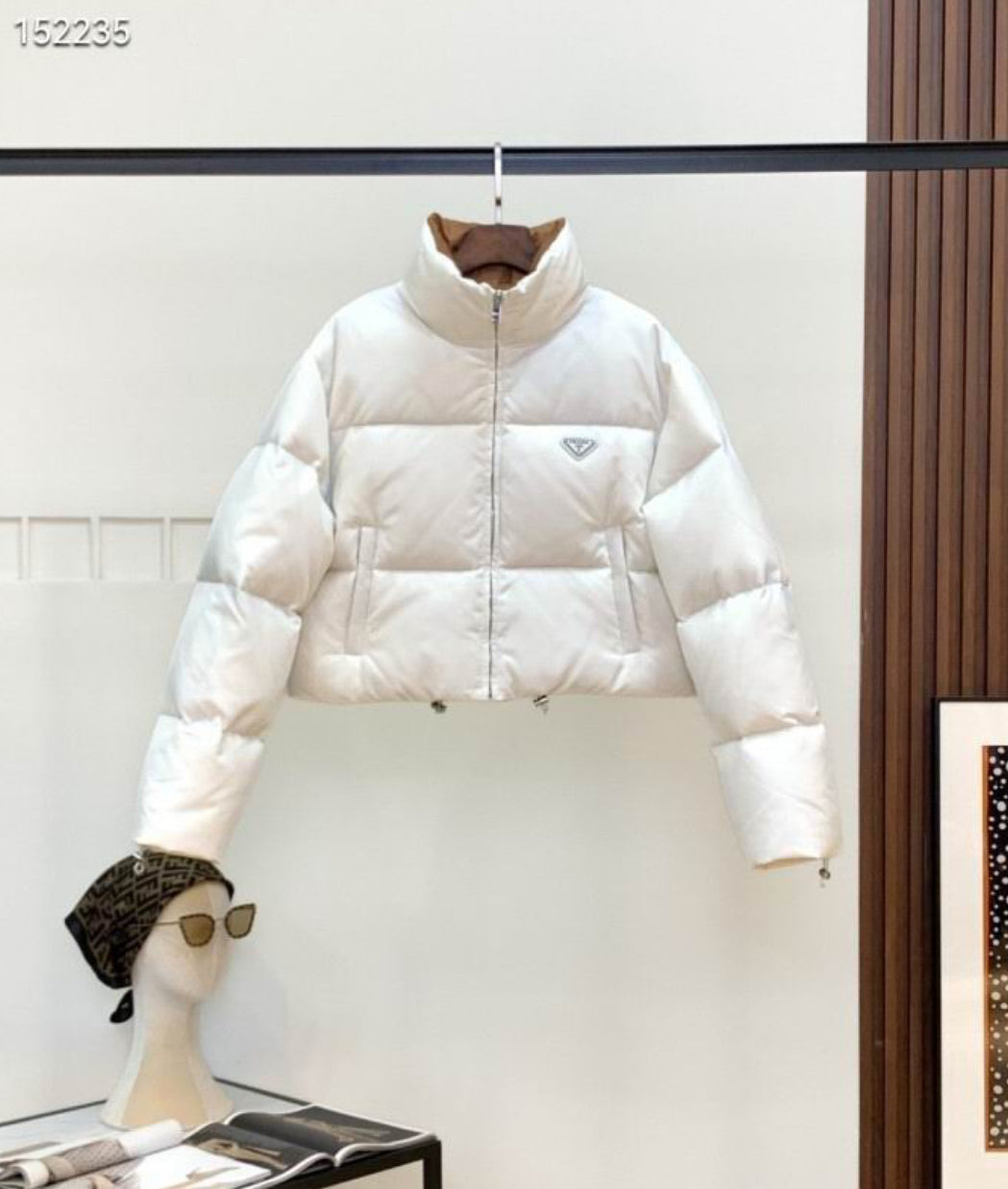 Cropped Re-Nylon down jacket