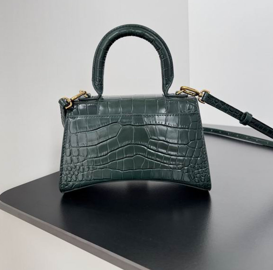 Authentic Balenciaga Hourglass Handbag XS (Crocodile Embossed Calfskin)