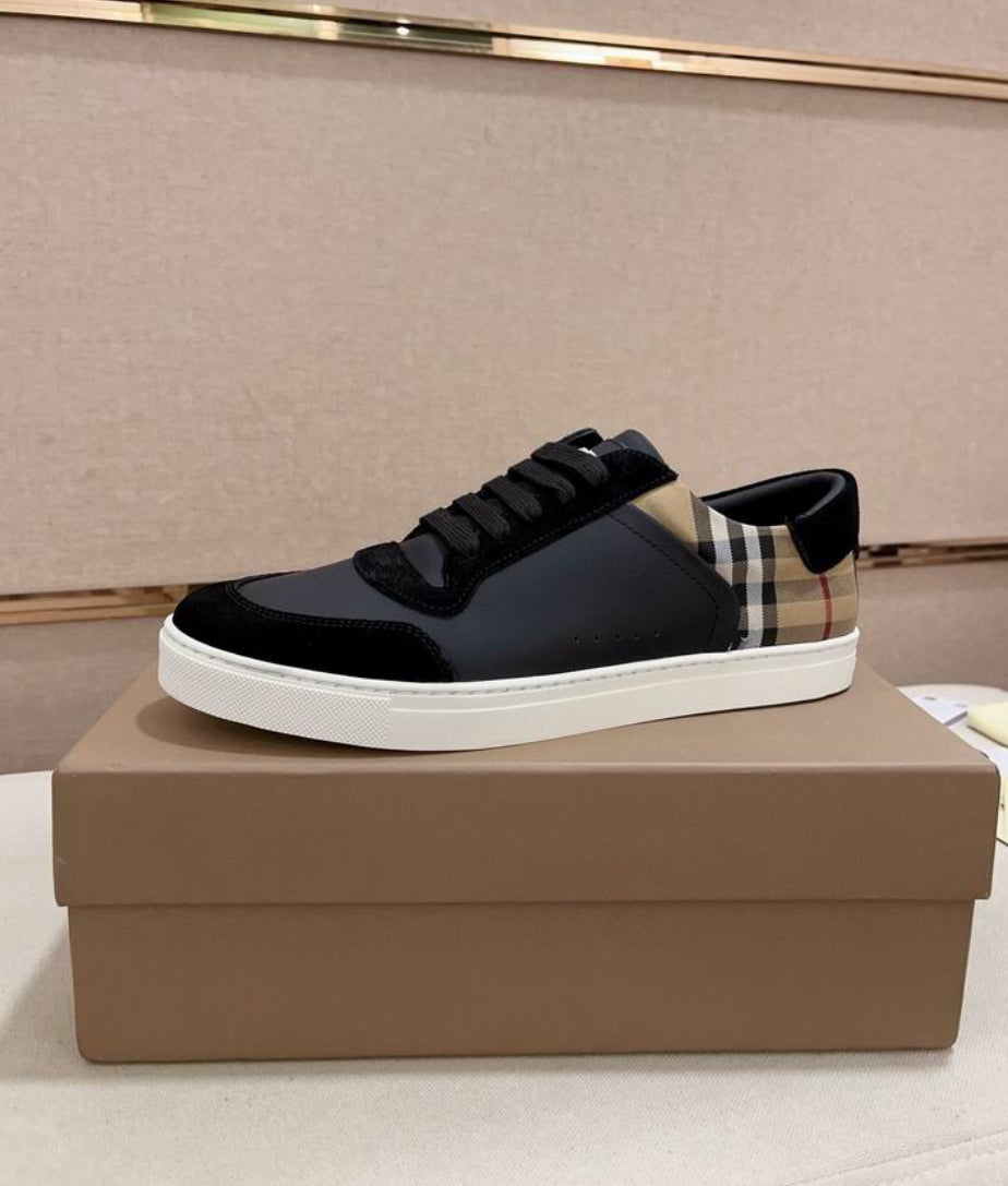 Leather Suede and Check Sneakers