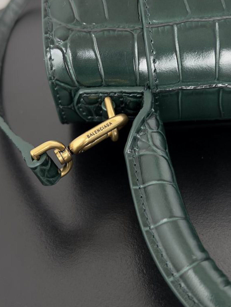 Authentic Balenciaga Hourglass Handbag XS (Crocodile Embossed Calfskin)