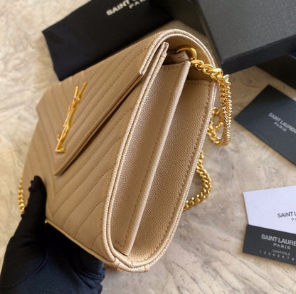 Authentic Yves Saint Laurent CASSANDRE CHAIN WALLET IN LAMBSKIN