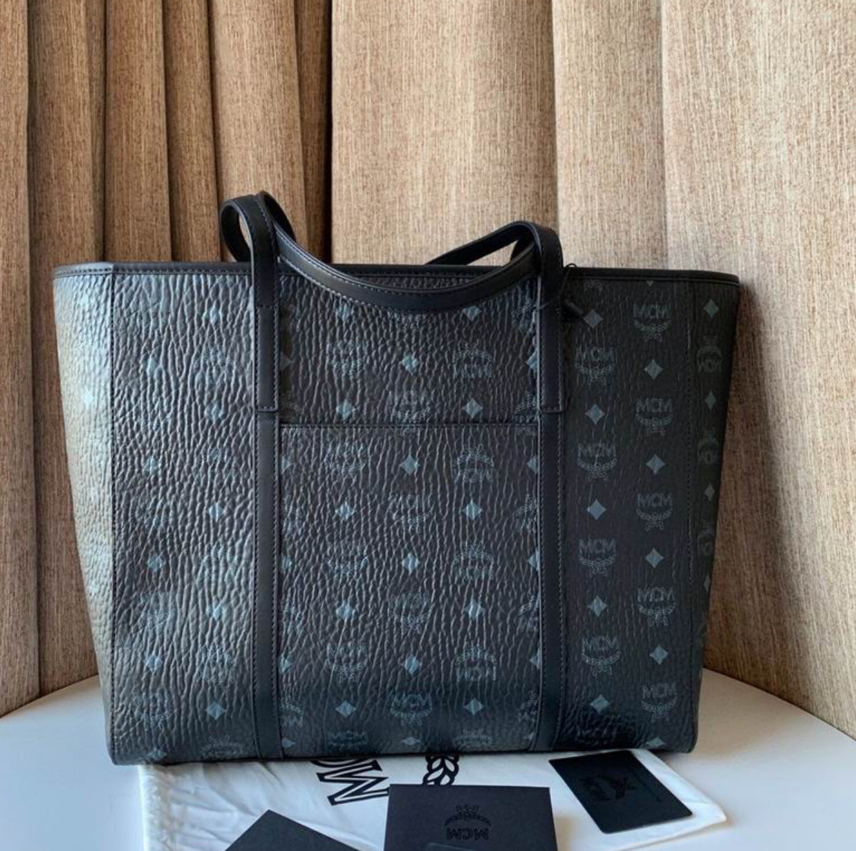 Authentic MCM Toni Top-Zip Shopper in Visetos