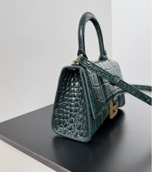 Authentic Balenciaga Hourglass Handbag XS (Crocodile Embossed Calfskin)