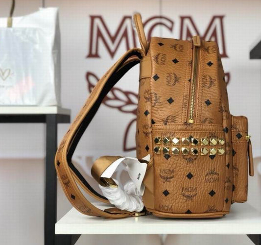 Authentic MCM : Stark Side Studs Backpack in Visetos