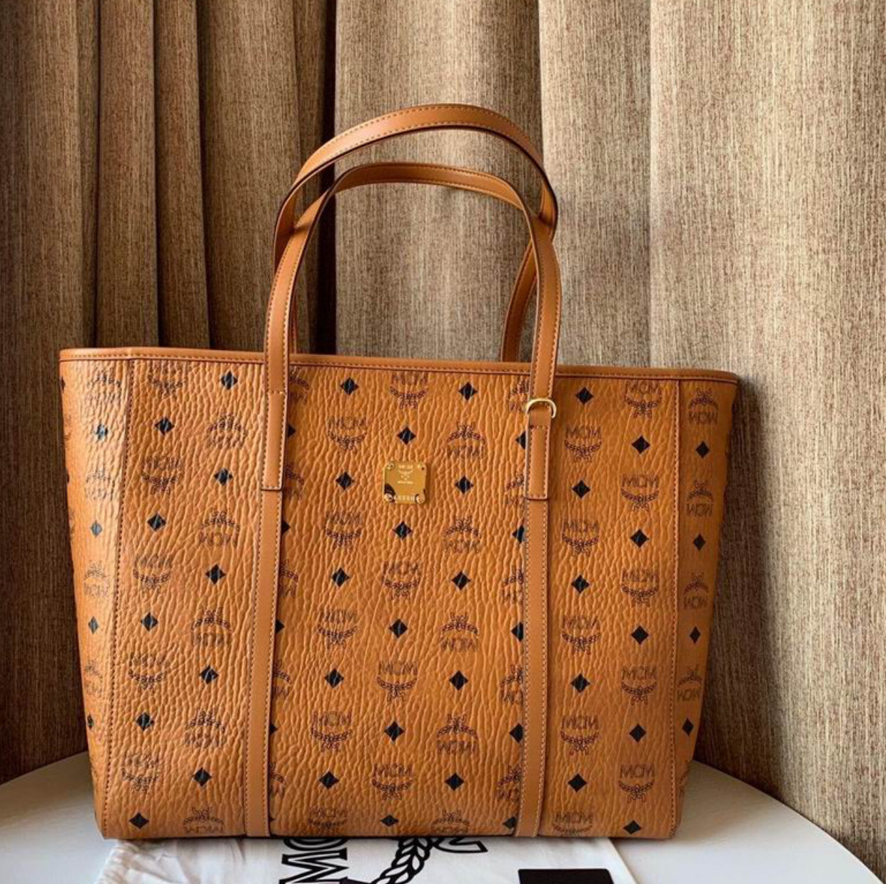 Authentic MCM Toni Top-Zip Shopper in Visetos