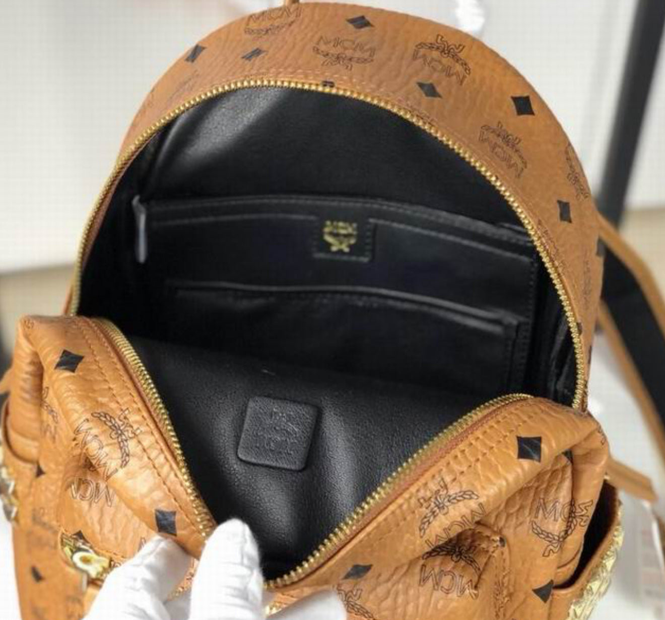 Authentic MCM : Stark Side Studs Backpack in Visetos