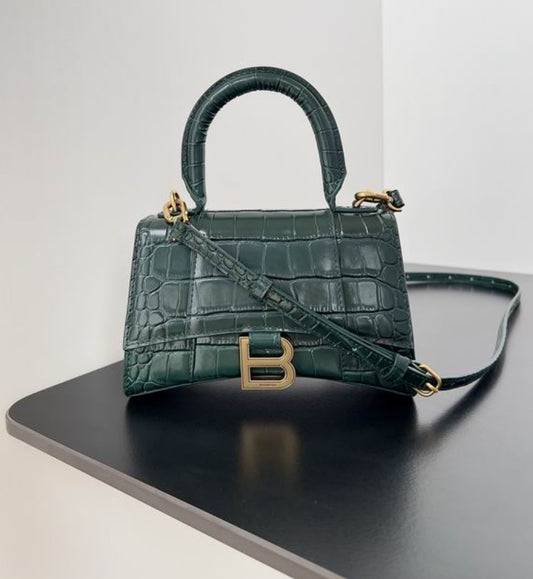 Authentic Balenciaga Hourglass Handbag XS (Crocodile Embossed Calfskin)