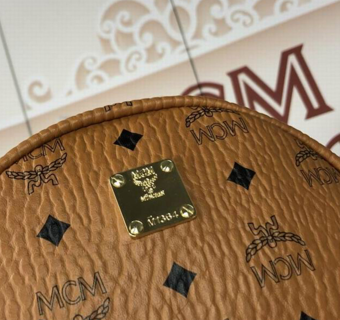 Authentic MCM : Stark Side Studs Backpack in Visetos