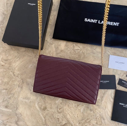 Authentic Yves Saint Laurent CASSANDRE CHAIN WALLET IN LAMBSKIN