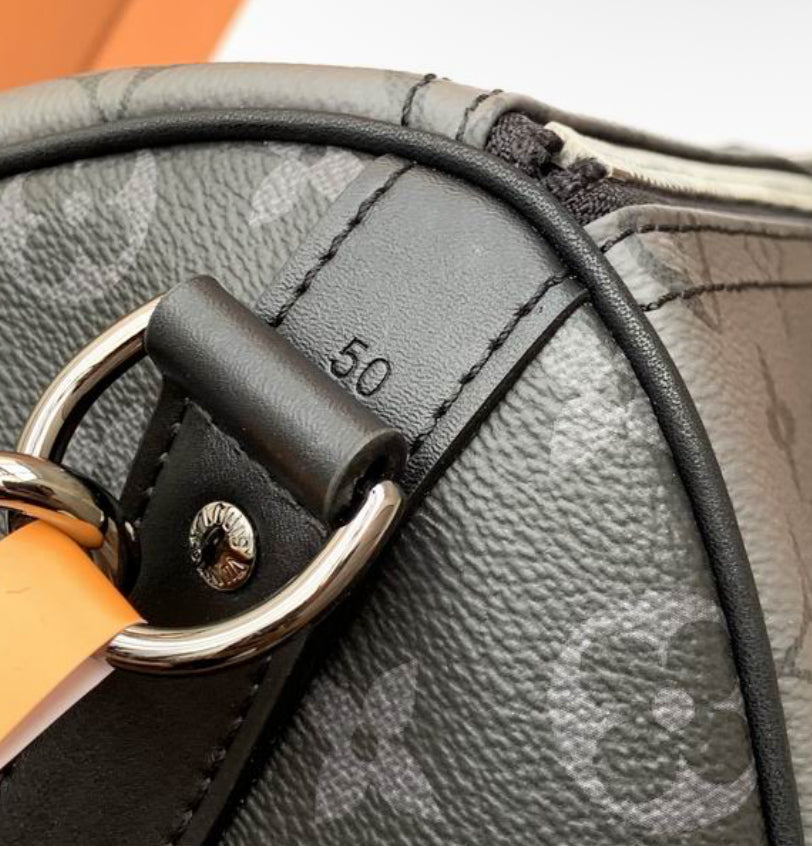 Authentic Louis Vuitton Keepall Bandoulière 50 (Black and Grey)