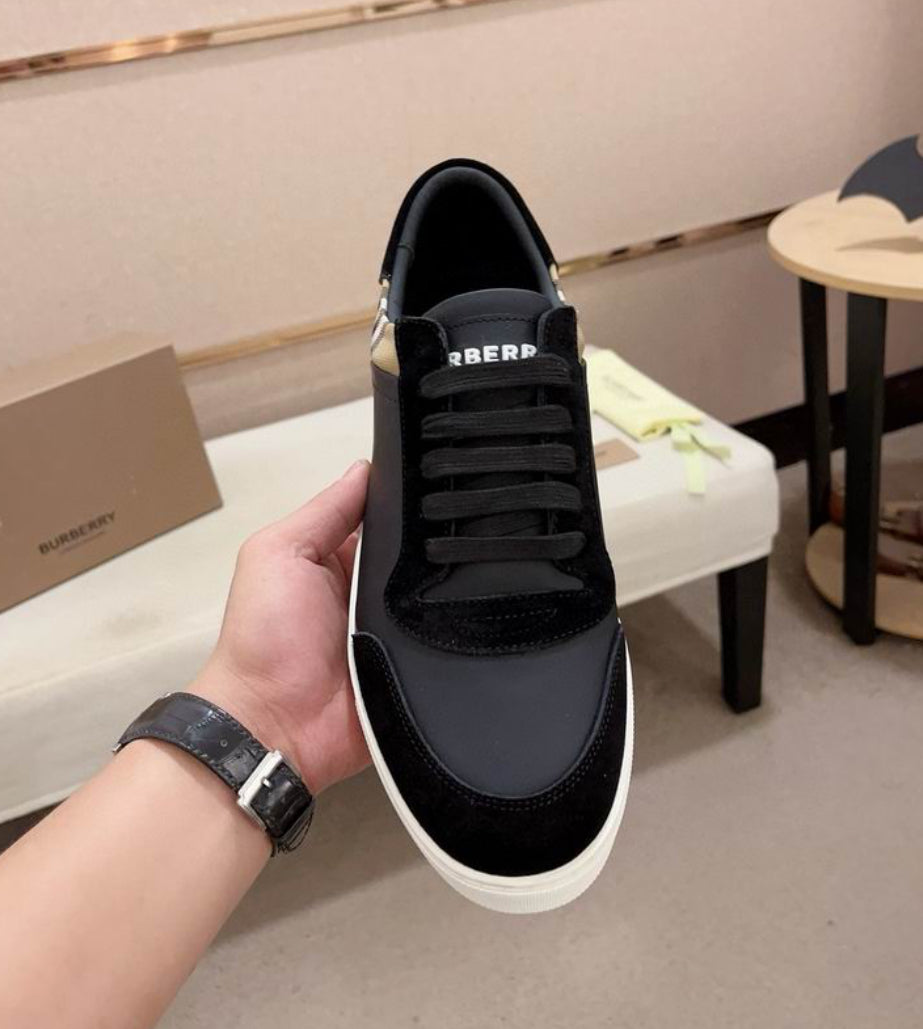 Leather Suede and Check Sneakers