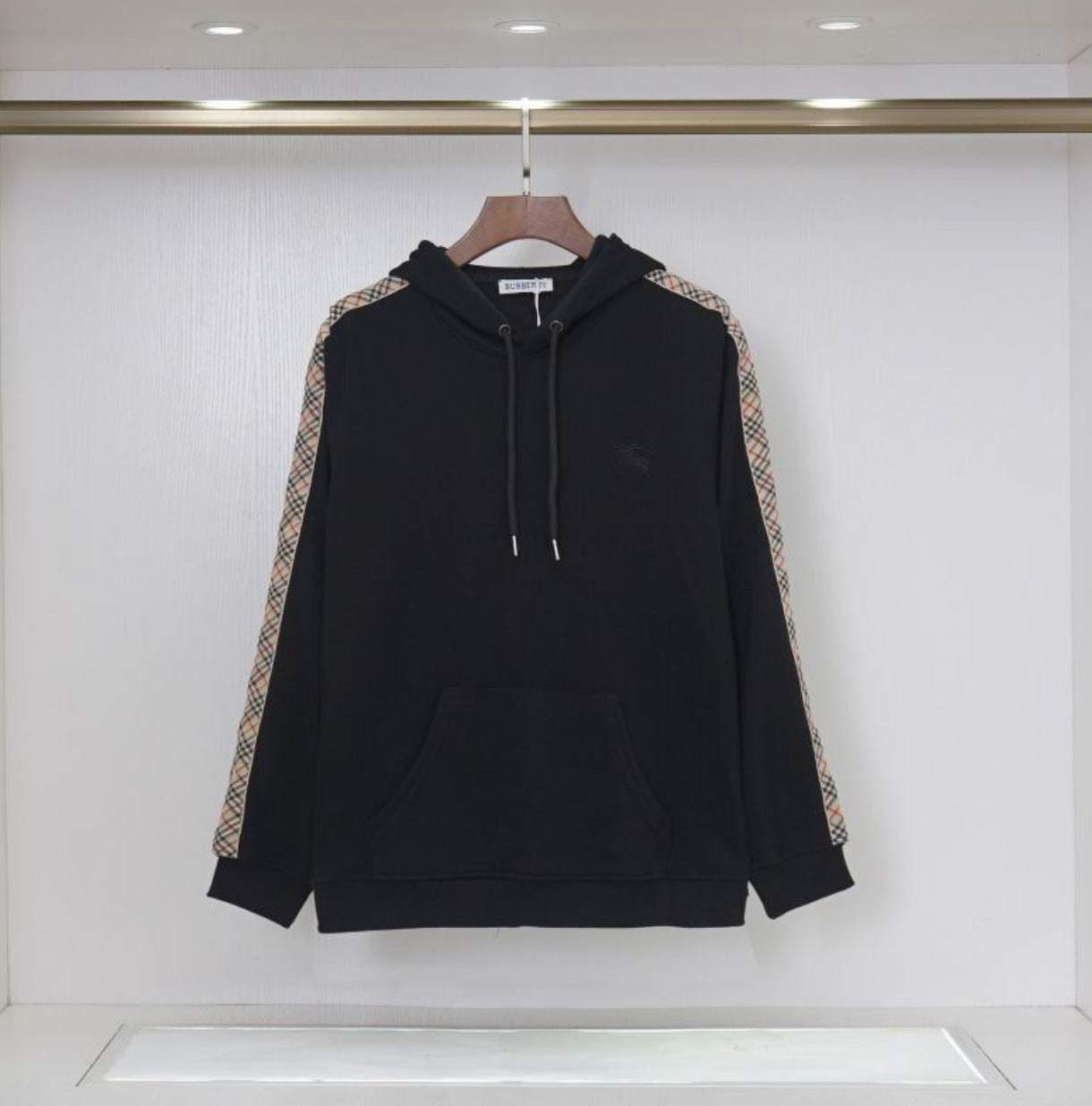 Authentic BURBERRY – Check Trim Cotton Hoodie