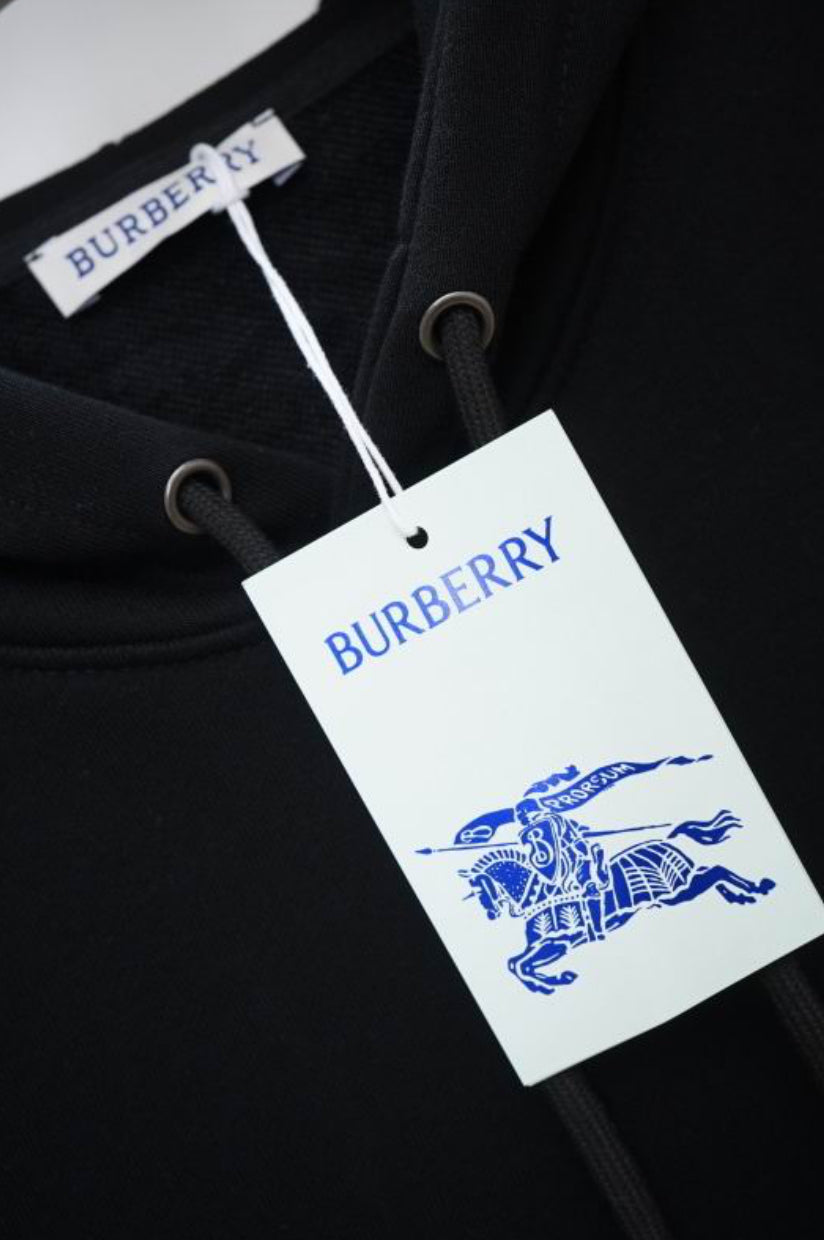 Authentic BURBERRY – Check Trim Cotton Hoodie