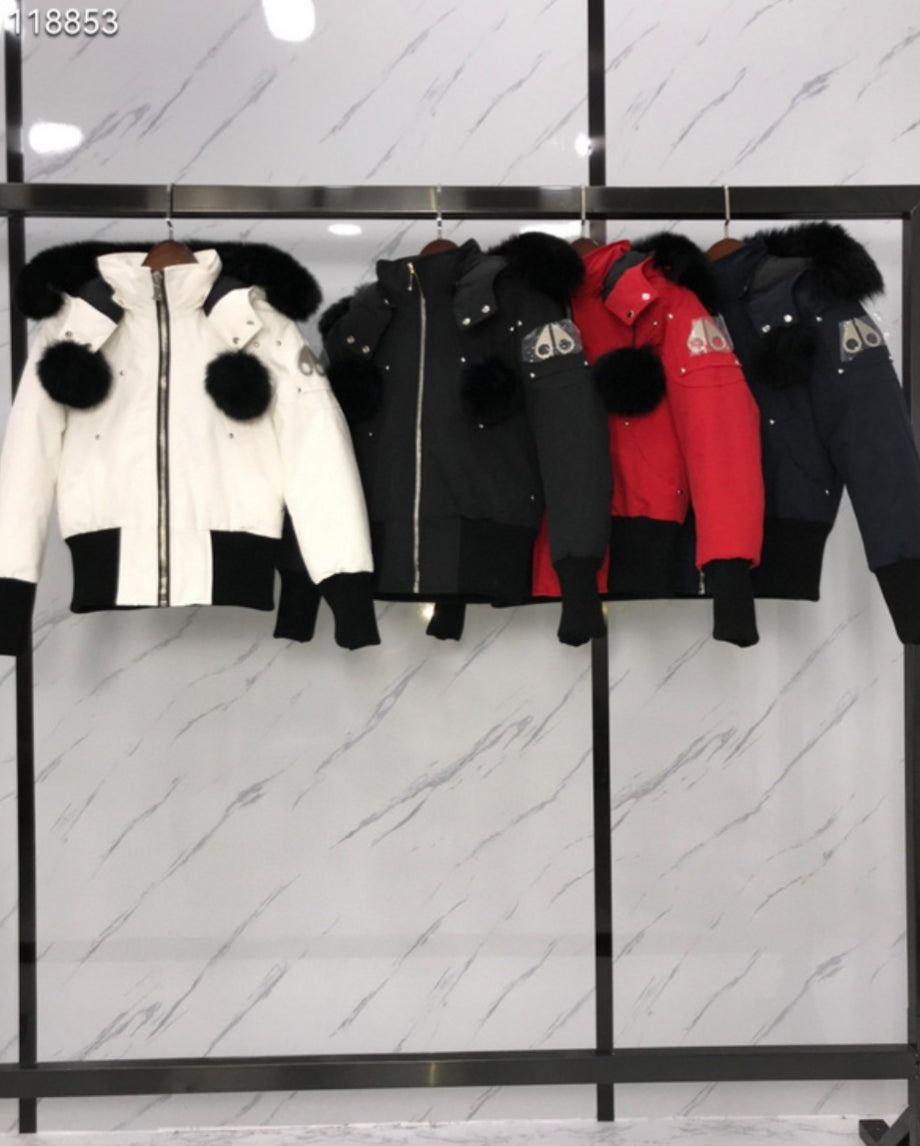 Authentic Moose Knuckles ORIGINAL DEBBIE SHEARLING TRIM BOMBER JACKET