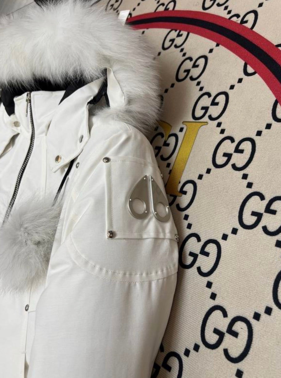 Moose Knuckles ORIGINAL DEBBIE SHEARLING TRIM BOMBER JACKET - StopDropShop